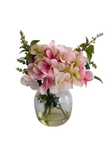 Ex-Display Small Pink Hydrangea And Berry Mix In Glass Vase