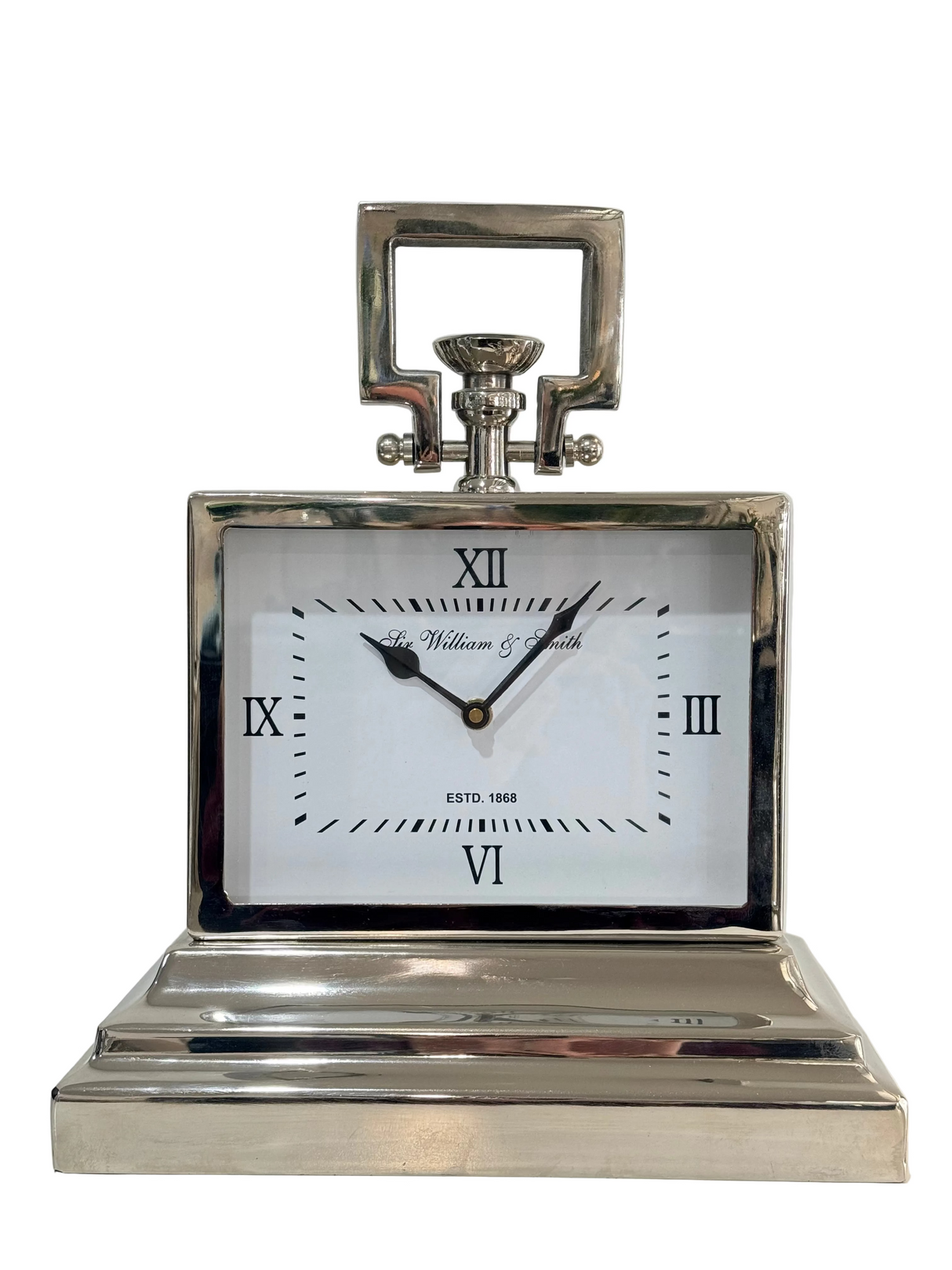 Ex-Display Luxury Small Silver Nickel Mantle Clock In White
