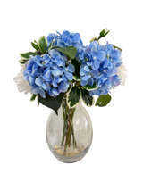 Ex-Display Dahlia & Hydrangea Arrangement In Tall Glass Vase