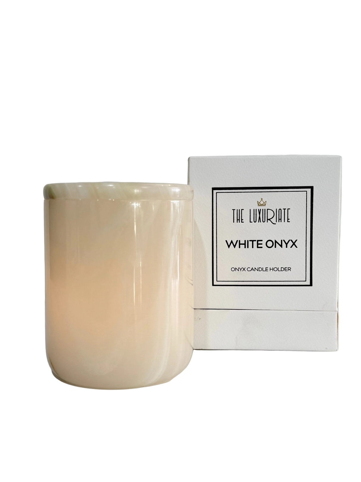 Ex-Display Box Luxury White Onyx Candle Holder With 1 x Flameless Tealight