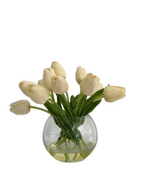 Ex-Display White Tulips In Sphere Vase