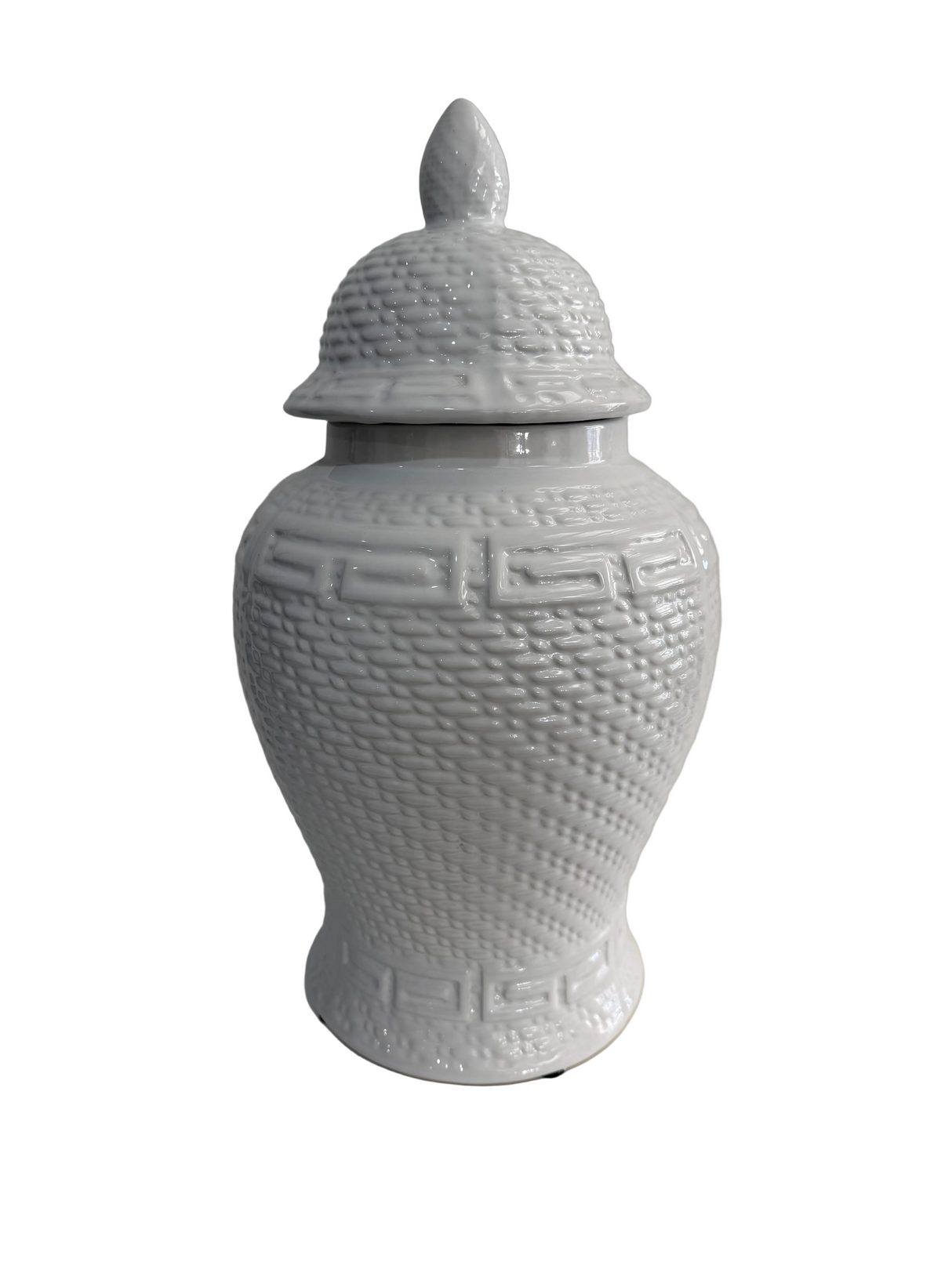 Medium White Textured Ceramic Ginger Jar - SECONDS