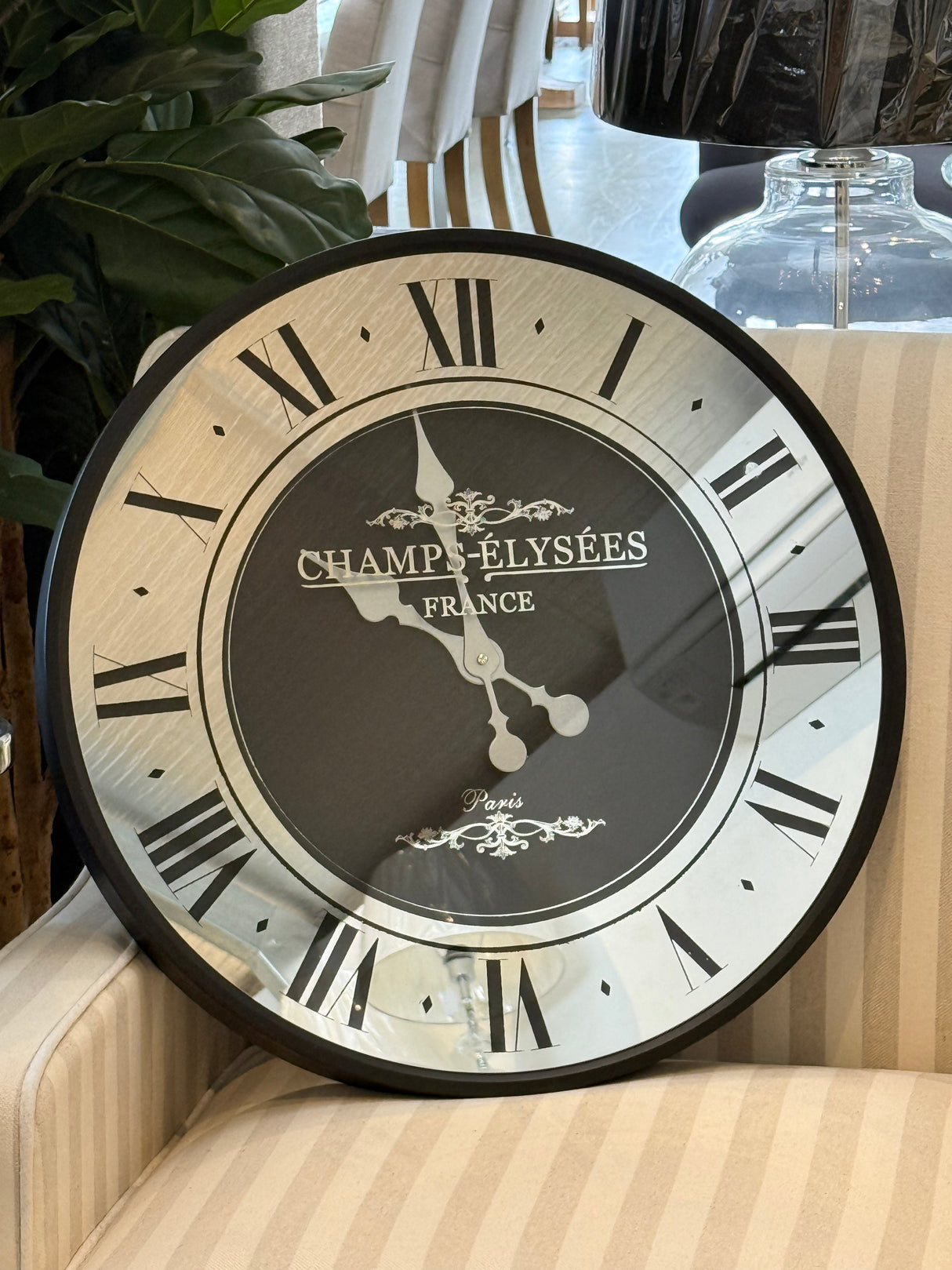 Black Mirrored Wall Clock 59cm - SECONDS