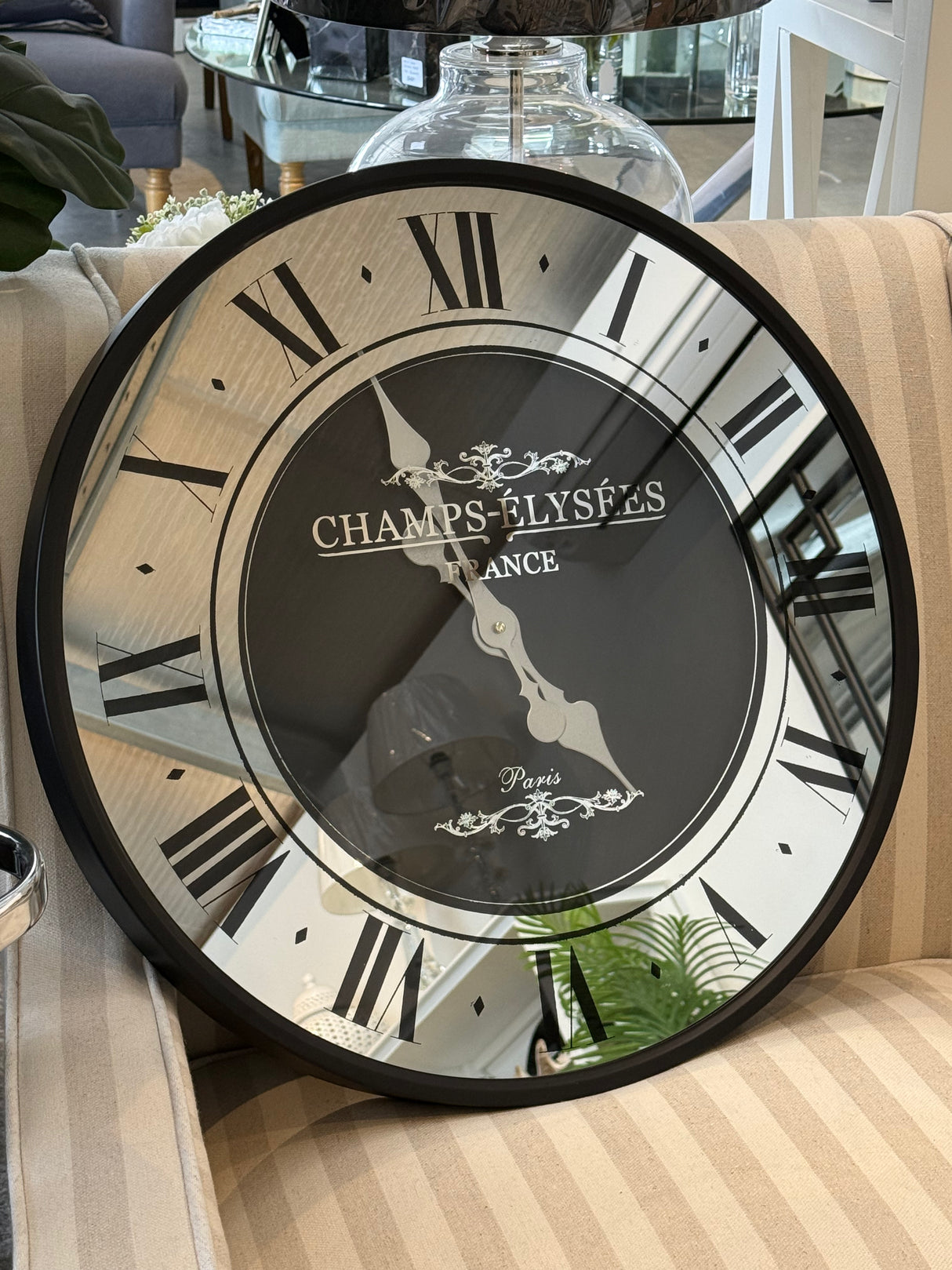 Ex-Display Black Mirrored Wall Clock 59cm