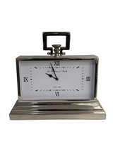 Luxury Medium Silver Nickel Mantle Clock In White - SECONDS