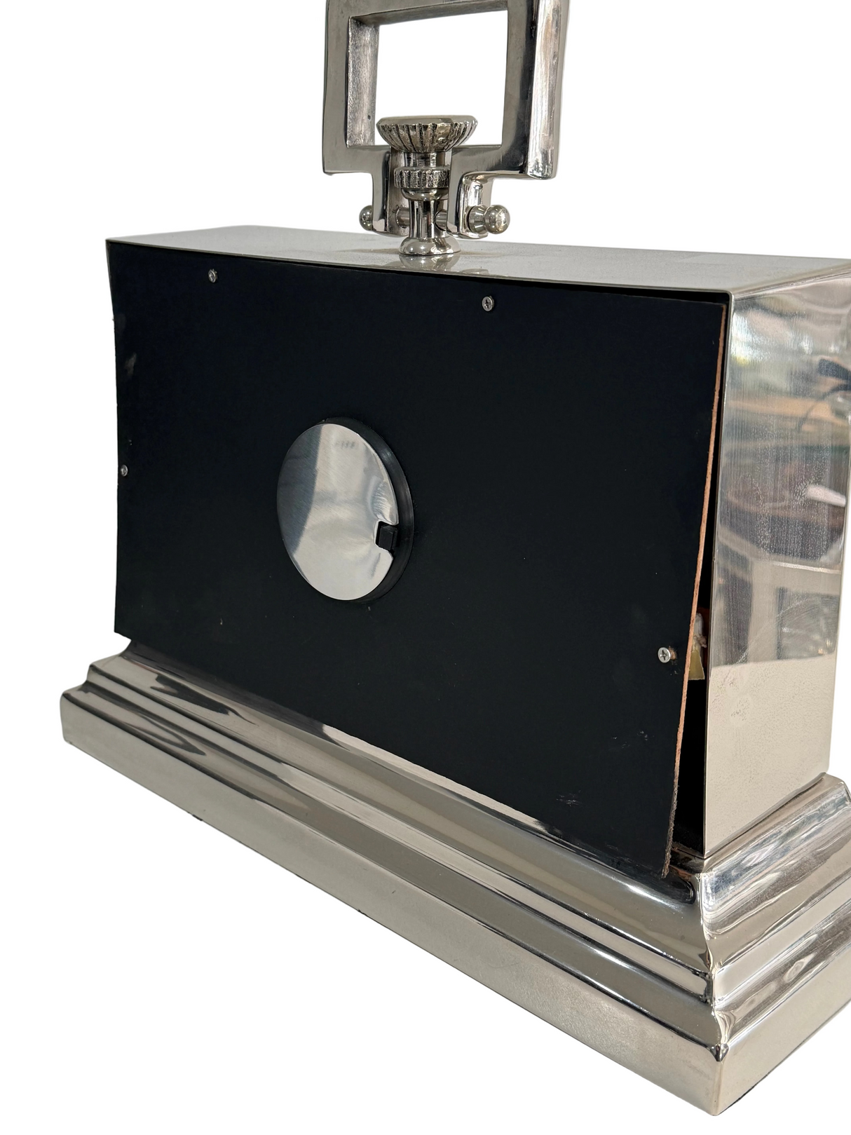 Luxury Medium Silver Nickel Mantle Clock In White - SECONDS