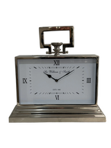 Luxury Extra Large Silver Nickel Mantle Clock In White - SECONDS