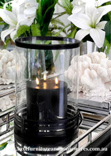 Glass Hurricane Candle Holder in Black