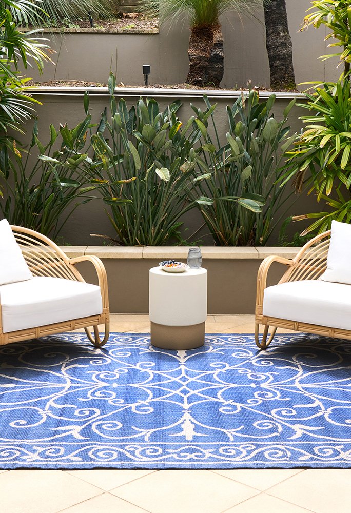 Haven Blue & White Outdoor Floor Rug