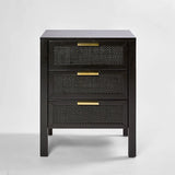 Winslow Three Drawer Bedside Table in Black