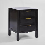 Winslow Three Drawer Bedside Table in Black