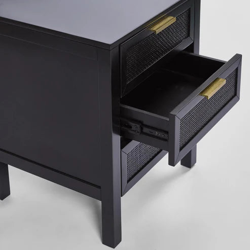 Winslow Three Drawer Bedside Table in Black