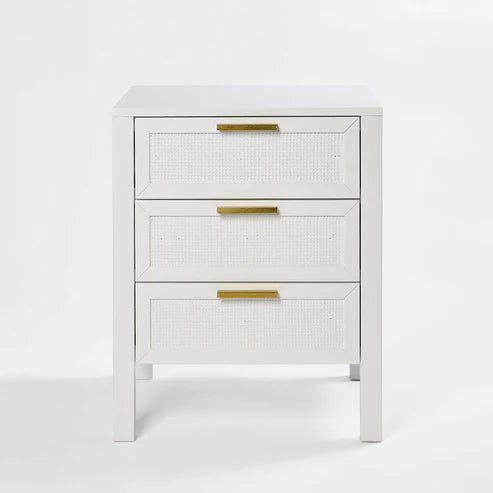 Winslow Three Drawer Bedside Table in White
