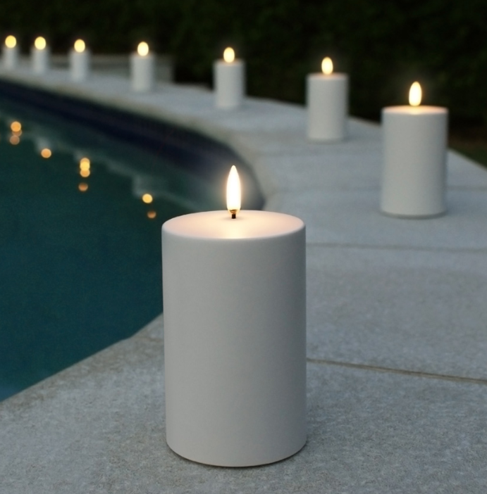 White Outdoor Medium Flameless Candle
