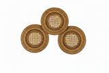 Set of Three Rattan Candle Holders