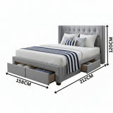 Soft Grey Button Tufted Double Bed Frame