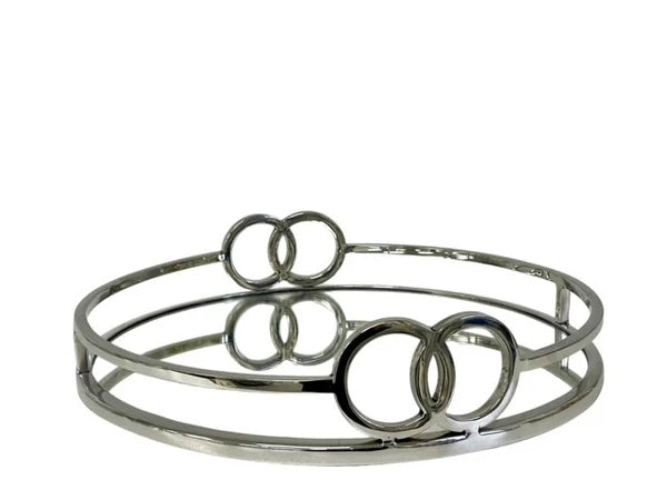 Small Silver Harlow Round Mirrored Tray