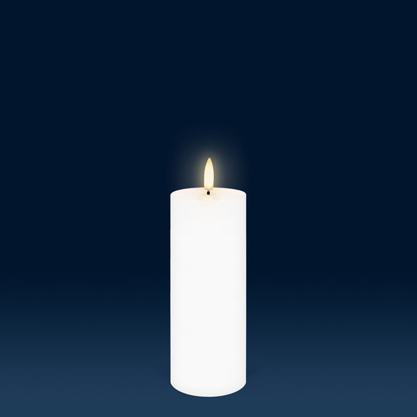 Nordic White Flameless Candle - Slim Pillar Medium