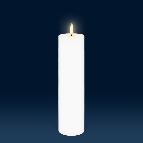 Nordic White Flameless Candle - Slim Pillar Large