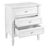 Kennedy Three Drawer Bedside Table In White