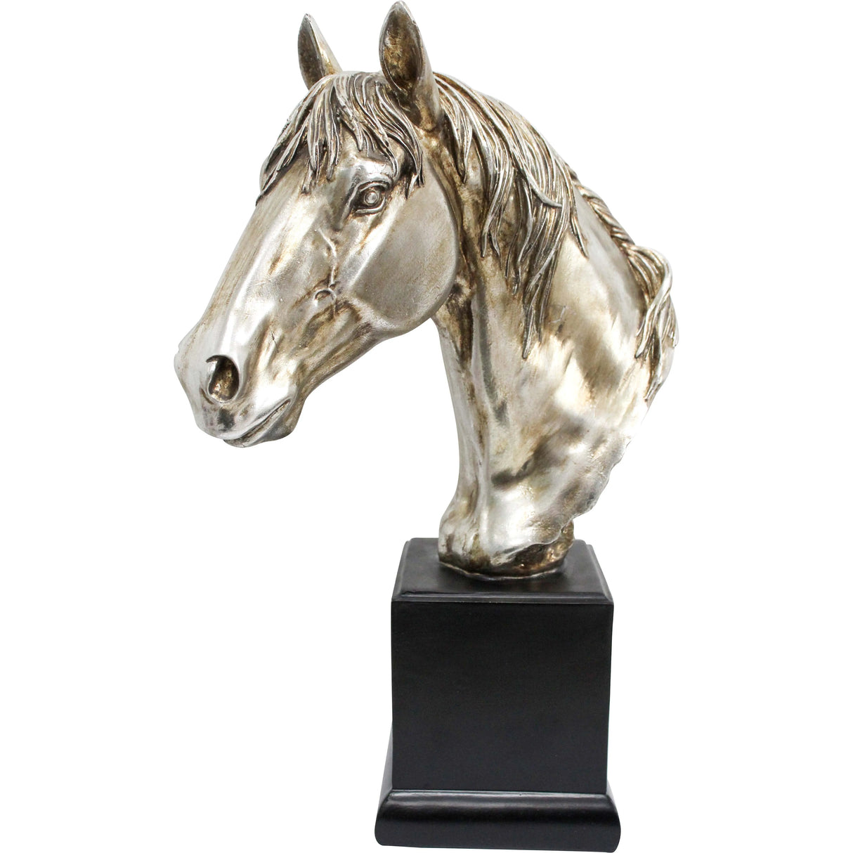 Antique Silver Horse Head Sculpture