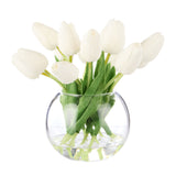 White Tulips In Sphere Vase