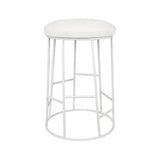 Brooklyn White Kitchen Stool With Natural Linen