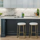 Brooklyn White Kitchen Stool With Natural Linen