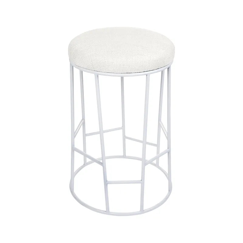 Brooklyn White Kitchen Stool With Natural Linen
