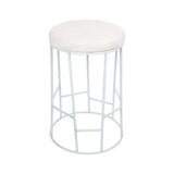 Brooklyn White Kitchen Stool With Natural Linen