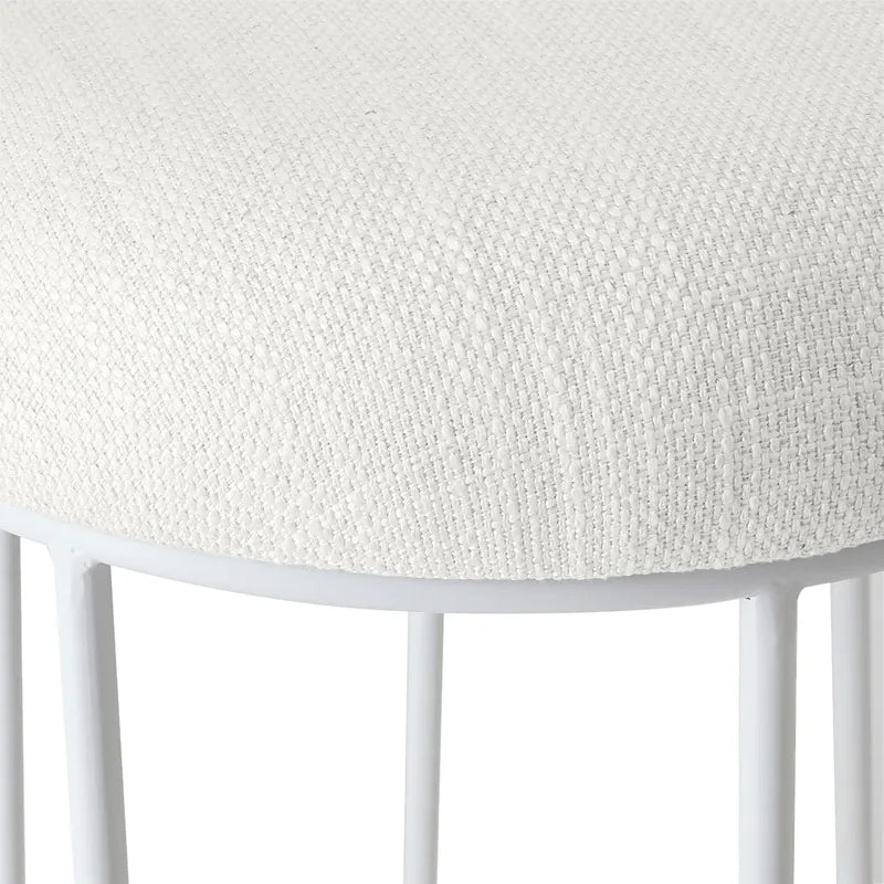Brooklyn White Kitchen Stool With Natural Linen