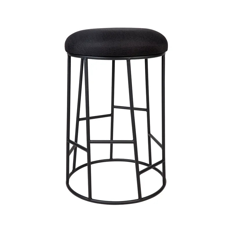 Brooklyn Black Kitchen Stool With Black Linen