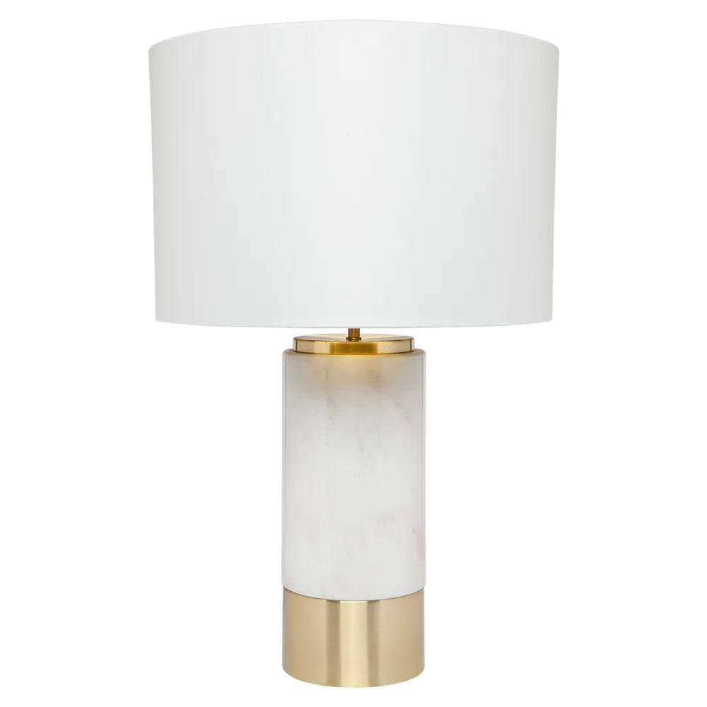 Athena Marble Table Lamp with White Linen Shade
