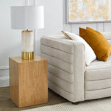 Athena Marble Table Lamp with White Linen Shade
