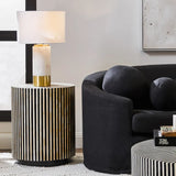 Athena Marble Table Lamp with White Linen Shade
