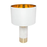 Athena Marble Table Lamp with White Linen Shade