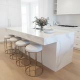 Brooklyn Gold Kitchen Stool With Natural Linen