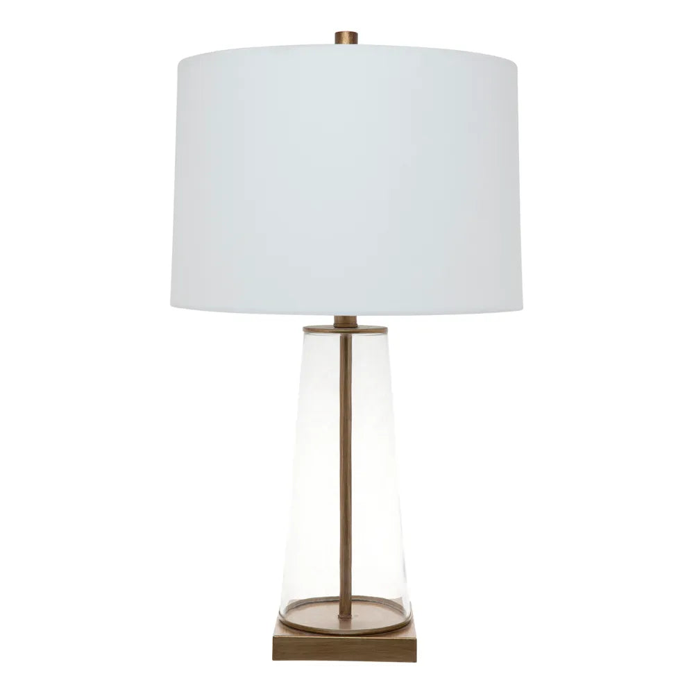 Regency Glass Table Lamp with Linen Shade