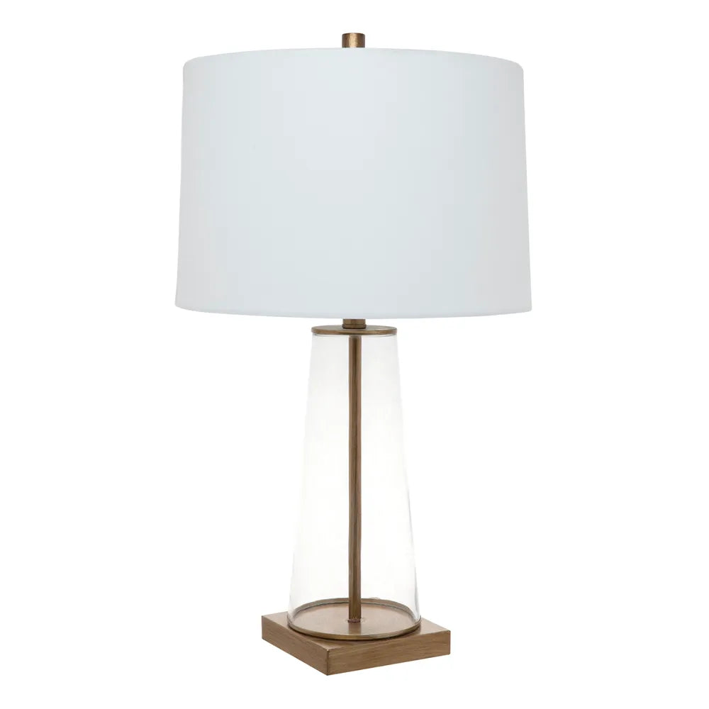 Regency Glass Table Lamp with Linen Shade