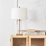Regency Glass Table Lamp with Linen Shade