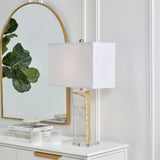 Pallas Marble Table Lamp with White Shade