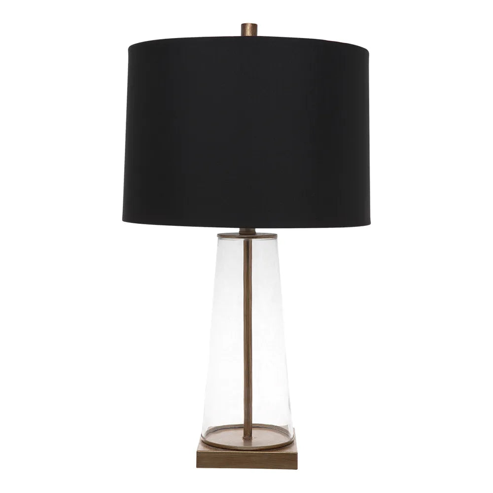 Regency Glass Table Lamp with Black Linen Shade