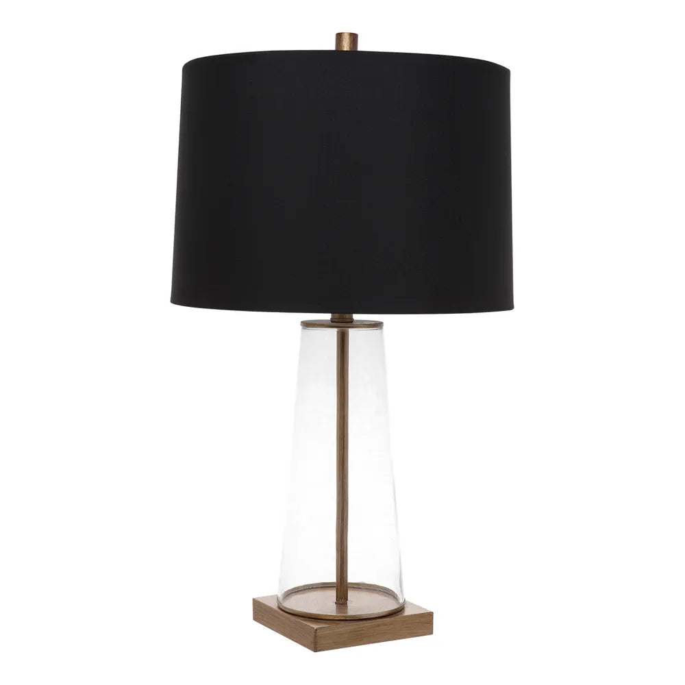 Regency Glass Table Lamp with Black Linen Shade