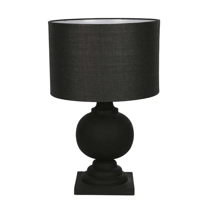 Midnight Black Wooden Table Lamp with Black Shade