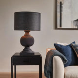 Midnight Black Wooden Table Lamp with Black Shade
