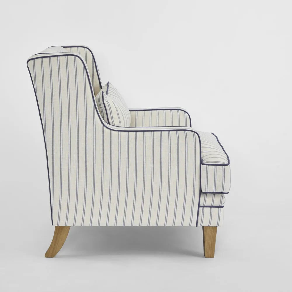 Newport Armchair In Blue And White Pinstripe