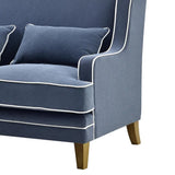Newport Two Seater Sofa In Navy With White Piping