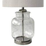Ex Display Nickel & Glass Lamp with Natural Linen Shade