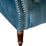 Velvet Blue Button Tufted Armchair