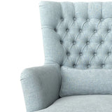 Chesterfield Winged Armchair In Sage Linen